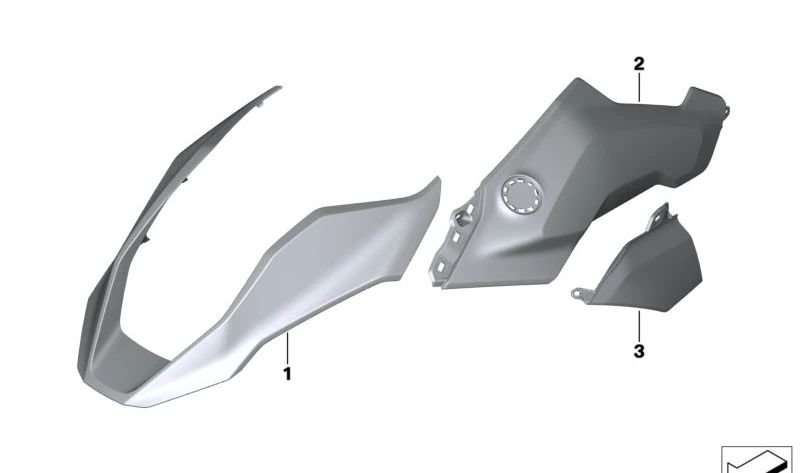 Pieza lateral del carenado derecho RACINGBLUE MET OEM 46815A7A562 para moto BMW R 1300 GS (KA1). Original BMW Motorrad.