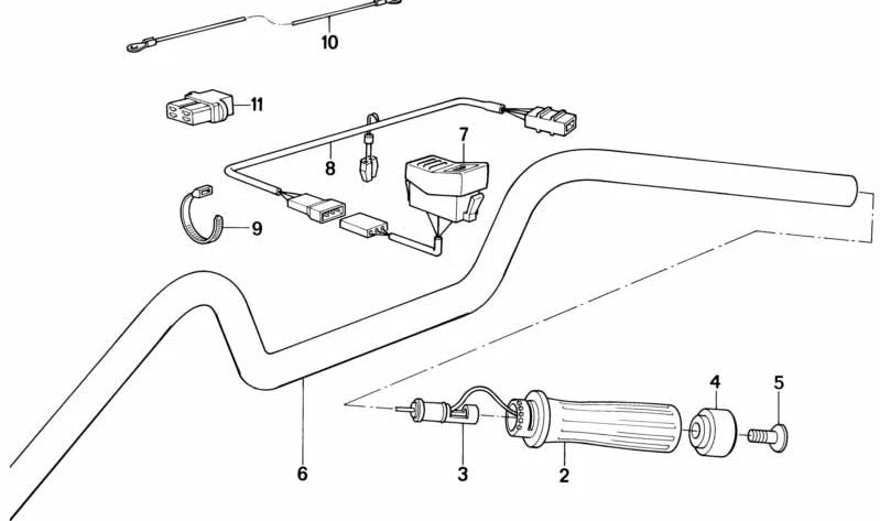 Manillar calefactable elevado cromado OEM 32712308369 para motos BMW K100, K100RS, K100RT, K100LT (K589). Original BMW Motorrad.