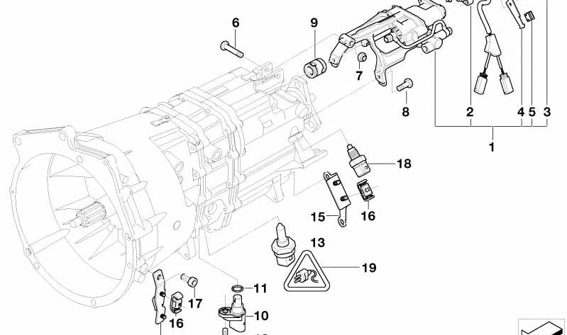 Soporte sensor de marcha OEM 23412282258 para BMW E46. Original BMW.