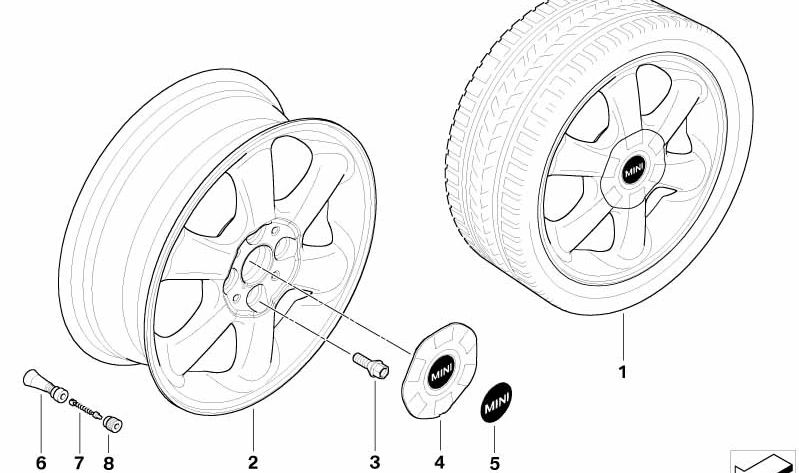 Cubierta de cubo plata OEM 36136770999 para MINI R50, R56, Clubman R55, Cabrio R52... y más. Original MINI.