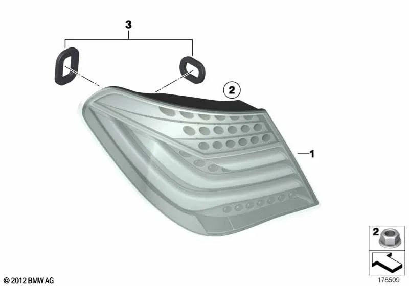 Luz trasera lateral derecha para BMW Serie 7 F01N, F02N (OEM 63217300270). Original BMW