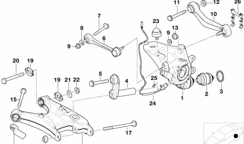 Brazo de suspensión izquierdo OEM 33321093723 para BMW E39. Original BMW.