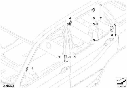 Sigillo del triangolo dello specchio in alto a sinistra per BMW X5 E53 (OEM 51337016589). BMW originale