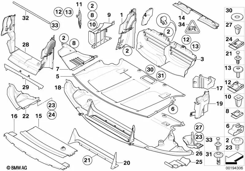 Apantallamiento del compartimento motor delantero OEM 51717031942 para BMW Serie 5 E60 LCI (2006-2009). Original BMW.