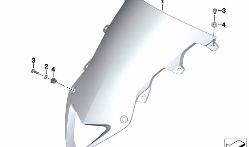Parabrisas delantero OEM 46638522123 para motos BMW S 1000 RR (K46) 2008-2014. Original BMW Motorrad.