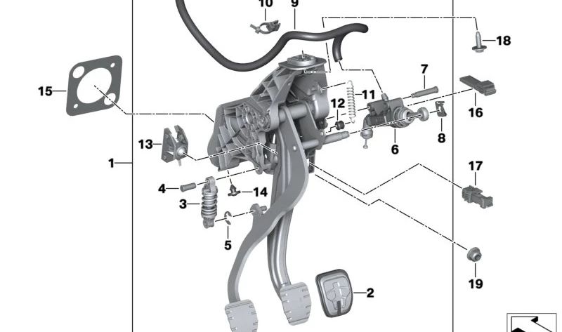 Pedal de embrague completo OEM 35006883413 para BMW Z4 G29. Recambio original BMW.