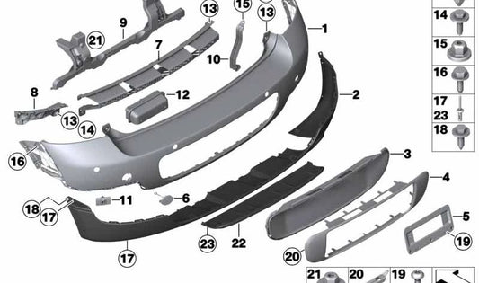 Paramento para parachoques trasero OEM 51129812863 para MINI Countryman R60, Cooper ZB31, ZB32, ALL4 XD31, XD32... y más. Original MINI.