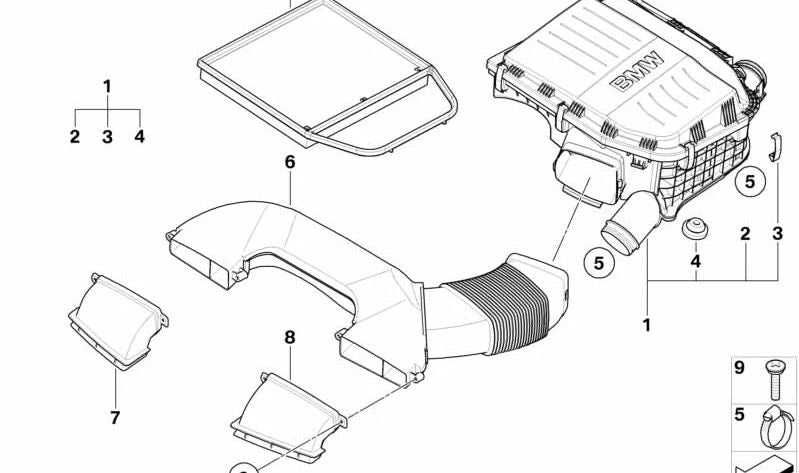 Silenciador de admisión OEM 13717556547 para BMW E82, E88, E90, E91, E92, E93, E60, E61. Compatible con motores N54. Original BMW.