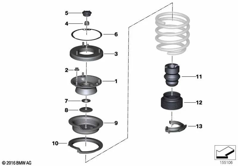 Amortiguador adicional delantero OEM 31336771380 para BMW E81, E87, E82, E88, E91, E93... y más. Original BMW.