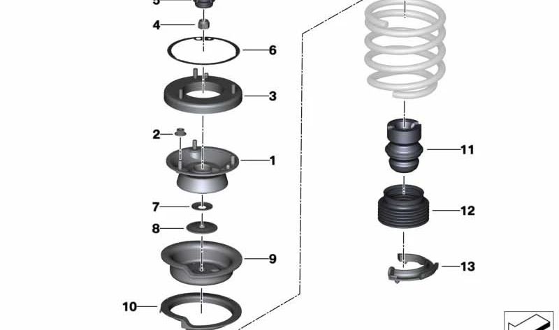 Soporte de amortiguador delantero OEM 31306785962 para BMW E90, E91, E92, E93, E89. Original BMW.