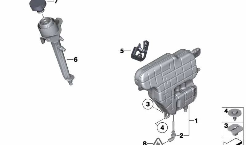 Serbatoio di espansione OEM 17137610374 per BMW F10 e F11 (523i, 528i, 530i modelli con motore N53). Sostituzione BMW originale.