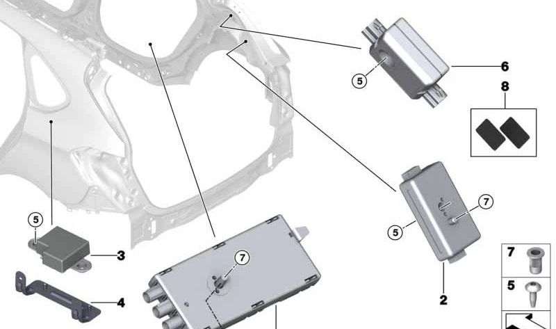Bumper OEM 51138209642 per BMW E81, E82, E87, E88, F45, F46, E60, F07. BMW originale.
