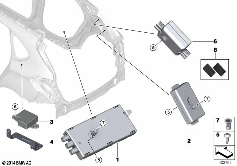Amplificateur d'antenne AM / FM pour la série BMW 2 F45, F45N (OEM 65209286370). BMW d'origine.