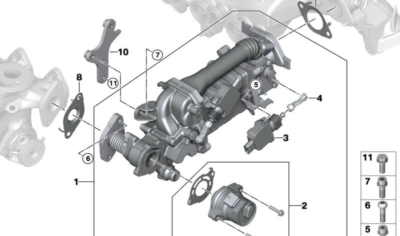 OEM Linear Actuator 11719889446 per BMW F70, U06, G60, G61, G70, U11, U10, G45, G05N, G06N, G07N e Mini U25. Sistema di riduzione delle emissioni. BMW originale e Mini.