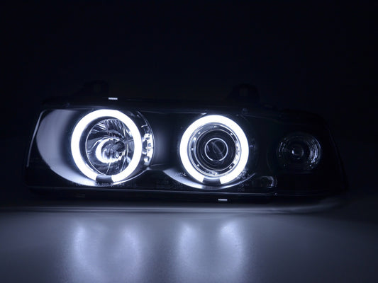 Faróis Angel Eyes CCFL BMW Série 3 E36 Coupé/Cabrio 92-98 pretos