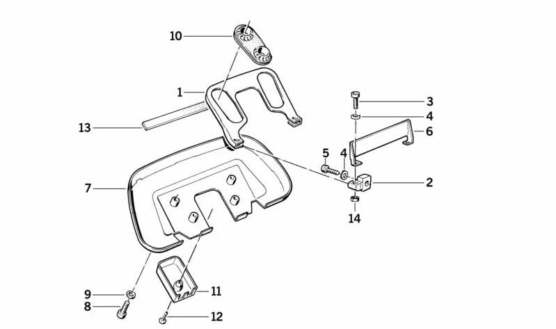 Soporte izquierdo OEM 62211459906 para motos BMW K1, K100RS. Original BMW Motorrad.