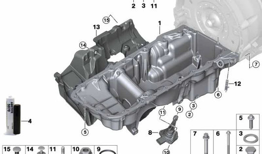 OEM -Ölschneider 11138580128 für BMW G42, G20, G21, G22, G23, G26, G30, G31, G32, G12, G14, G15, G16, G01, G02, G05, G18, G06, G07. Original BMW.