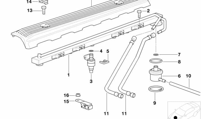 Tubo de combustible OEM 13311744128 para BMW E38. Original BMW.