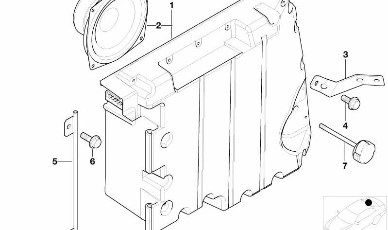 Soporte caja subwoofer OEM 65128379379 para BMW E39. Original BMW.