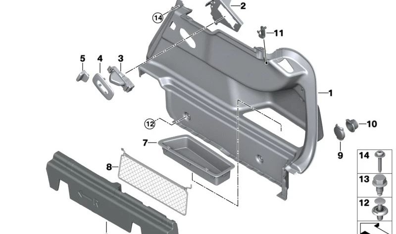 Soporte del larguero derecho OEM 51477483638 para BMW F44. Original BMW.