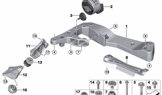 Silentblock OEM 22326887193 per BMW X3 G01 (M40I) e X4 G02 (M40I). Compatibile con i modelli prodotti tra il 2017 e il 2019. BMW originale.