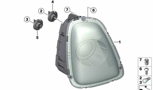 Luce posteriore sulla parete laterale destra OEM 63217255920 per mini clubman R55 LCI (03/2009 - 06/2014). Mini originale.