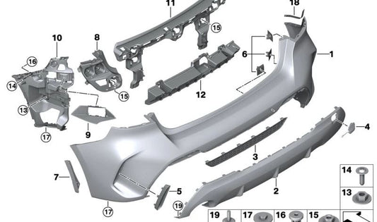 Upper Cover OEM Heck Stoßstange 51129881578 für BMW 1 F40 -Serie (116d, 116i, 118d, 118i) Alle Modelle von 2019 bis 2024. Originales BMW -Stück.