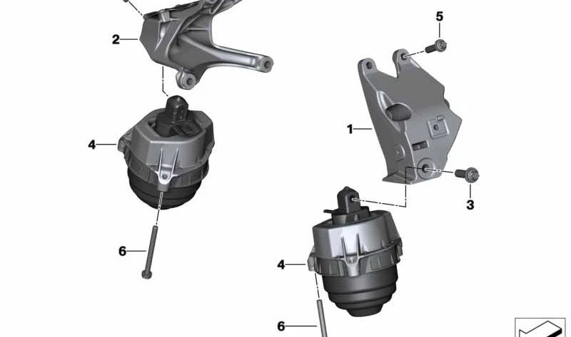 Soporte de motor derecho OEM 22118053542 para BMW M2 G87, M3 G80, M3 Touring G81, M4 G82, M4 Cabrio G83… y más. Original BMW