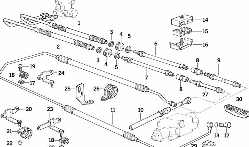 Return pipe Pneumatic suspension OEM 37131092354 for BMW E34, E38. Original BMW.