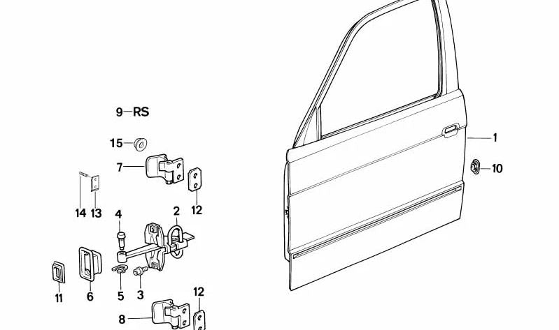 Higher Right Front Door hinge OEM 41511951132 For BMW E34, E32. Original BMW.