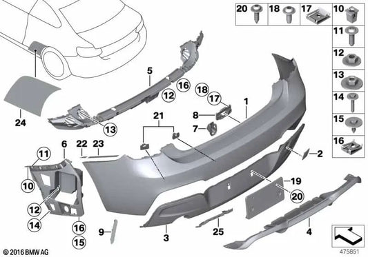 Juego de alojamientos sensor PDC trasero OEM 51118063196 para BMW F22, F23, F87 M2… y más. Original BMW.