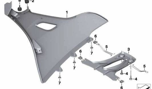 Embellecedor del radiador izquierdo OEM 46638562493 para motos BMW K1600 GT, K1600 GTL, K1600 Bagger. Original BMW Motorrad.