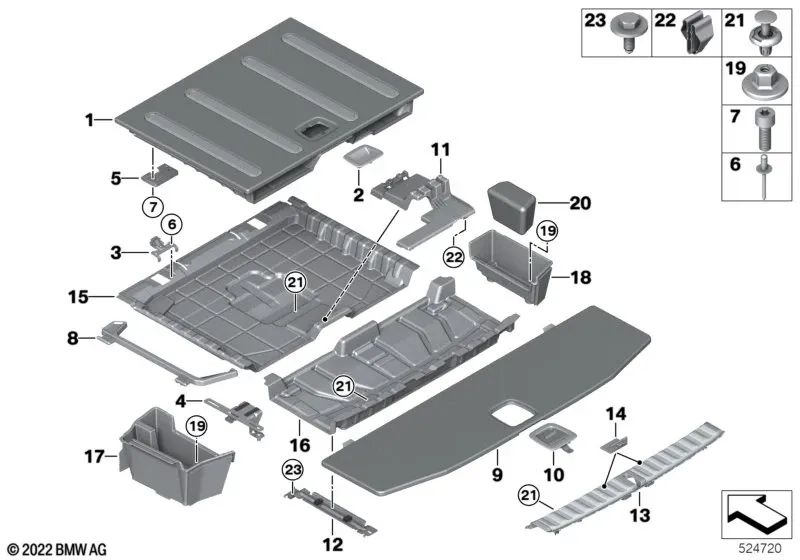 Heckkofferraum für BMW 3 G21 -Serie, G21N, G81 (OEM 51477450648). Original BMW.