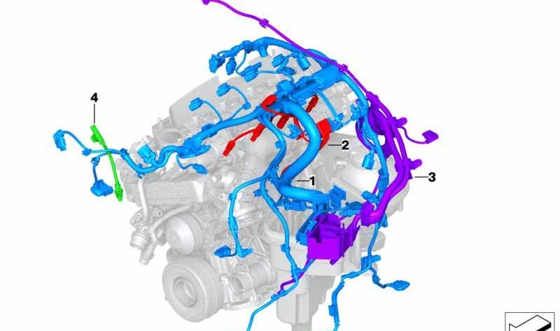 Motorkabel- und Getriebemodul OEM 12518583380 für BMW X5 F15. Originalkabelbaum für den Anschluss zwischen Motor und Getriebe. Echtes Stück BMW.
