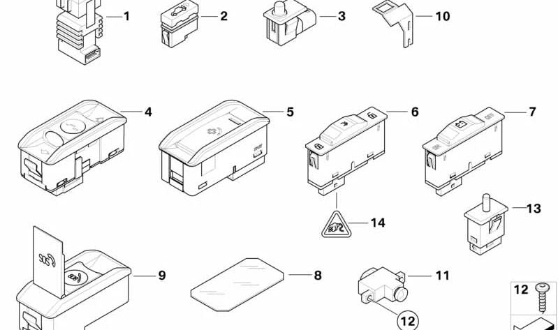 OEM Central Lock Switch 61318379766 für BMW E90, E91, E92, E93, E65, E66. Original BMW.