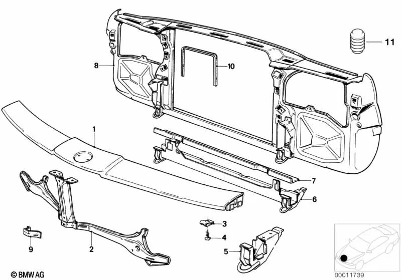 Painel frontal OEM 41331902302 para BMW Série 7 E23 728i com motor M30. BMW genuíno.