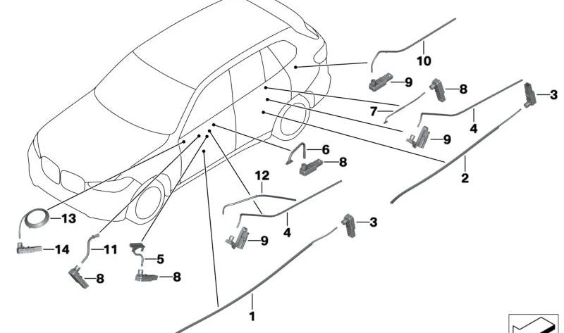 Guía de luz espejo retrovisor OEM 63316996399 para BMW X5 (F95, F95N, G05, G05N, G18, G18N), X6 (F96), X7 (G07, G07N). Original BMW.