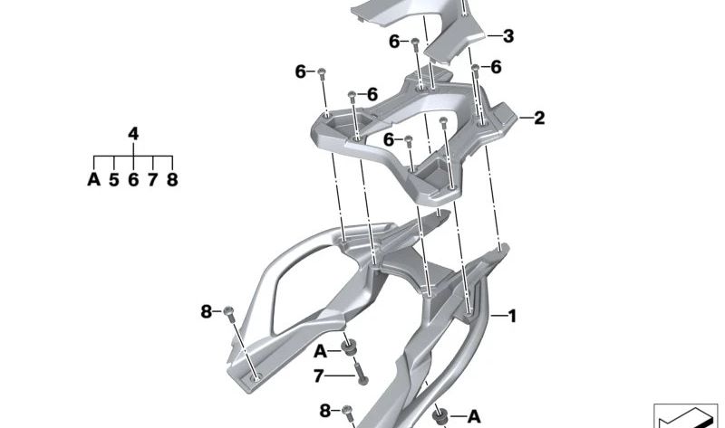 Puente portaequipajes superior granit-grey OEM 46548556661 para motos BMW R1200R, R1250R, R1200RS, R1250RS. Original BMW Motorrad.