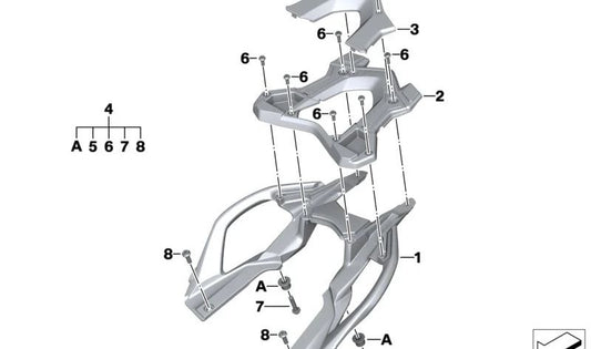 Puente portaequipajes superior granit-grey OEM 46548556661 para motos BMW R1200R, R1250R, R1200RS, R1250RS. Original BMW Motorrad.