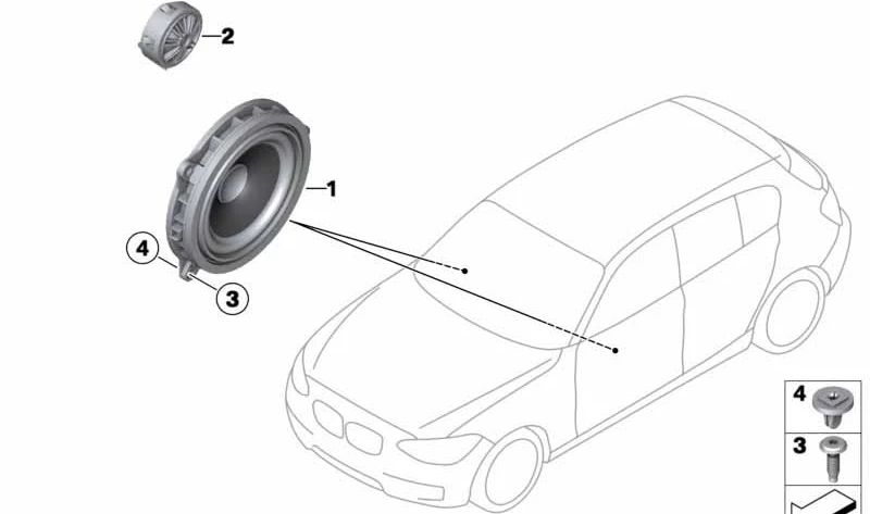 Altavoces agudos HiFi OEM 65132622802 para BMW F40, F44. Original BMW.
