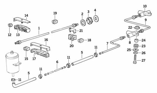 Pasacables de goma OEM 37121131130 para BMW E34, E32, E31. Compatible con sistemas de nivelación o regulación. Medidas 24x14x15 mm. Original BMW.