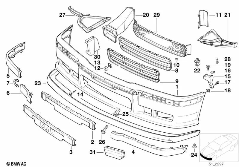 Trim for BMW 3 Series E36 (OEM 51112252253). Original BMW