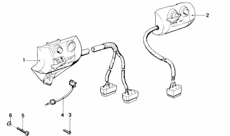 Contrôle de commande gauche (clignotement et lumières) OEM 6131124410 pour BMW E12, E21, E23, E24, E28. BMW d'origine.