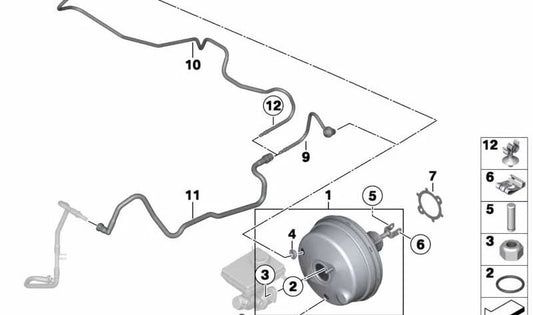 Conducto de depresión OEM 11668509327 para MINI R56 LCI, Clubman R55 LCI, Cabrio R57 LCI, Coupé R58, Roadster R59. Original MINI.