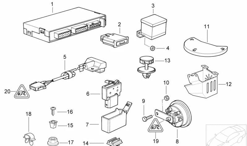 Soporte para microswitch OEM 65758360045 para BMW E36. Parte del sistema de alarma antirrobo. Original BMW.