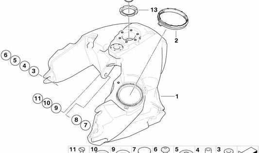 OEM fuel tank 16117673705 for BMW Motorrad R 1200 ST (K28) 2005-2007. Original BMW Motorrad.