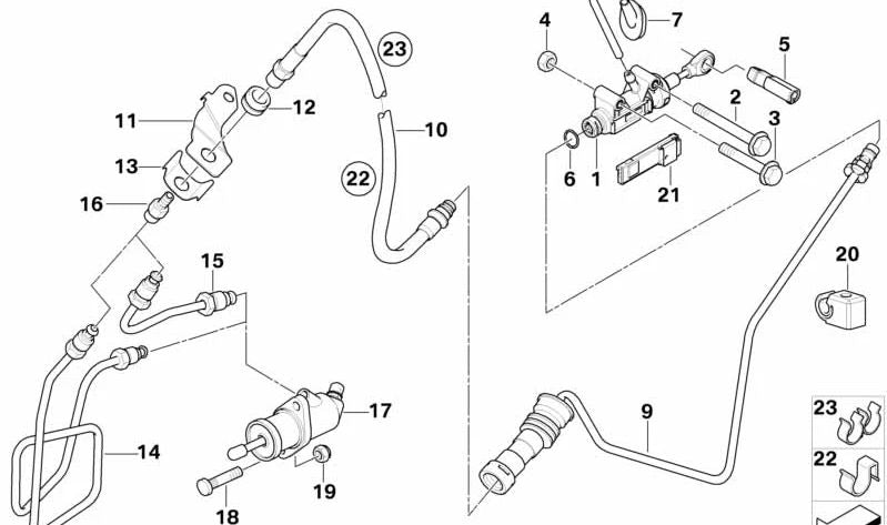 Latiguillo de embrague OEM 21526775008 para BMW E85, E86. Original BMW.