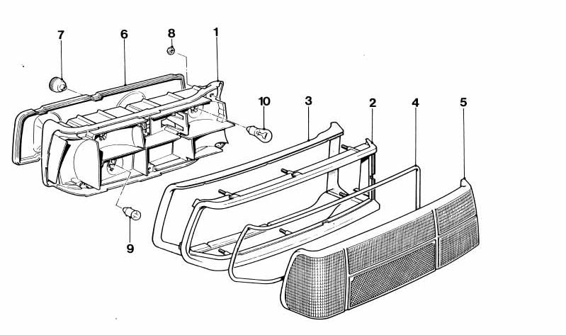 Tulipa trasera derecha OEM 63211368216 para BMW E24. Pieza original BMW.