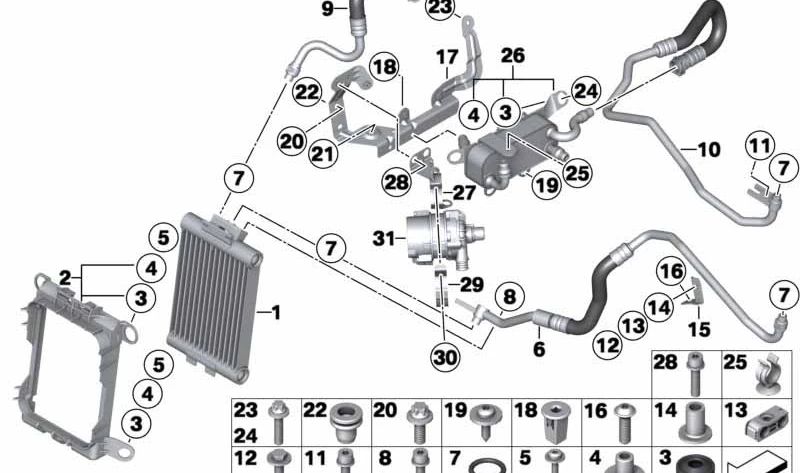 Radiador de óleo do motor externo para BMW F87 (OEM 17217853240). BMW original