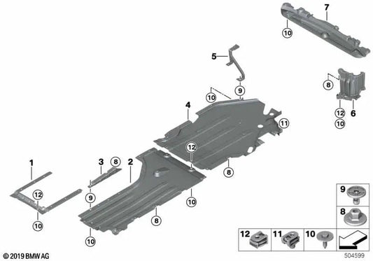 Revestimiento de bajos del depósito de combustible derecho OEM 51758080720 para BMW X5 M F95, X5 M F95 LCI, X6 M F96, X6 M F96 LCI. Original BMW.